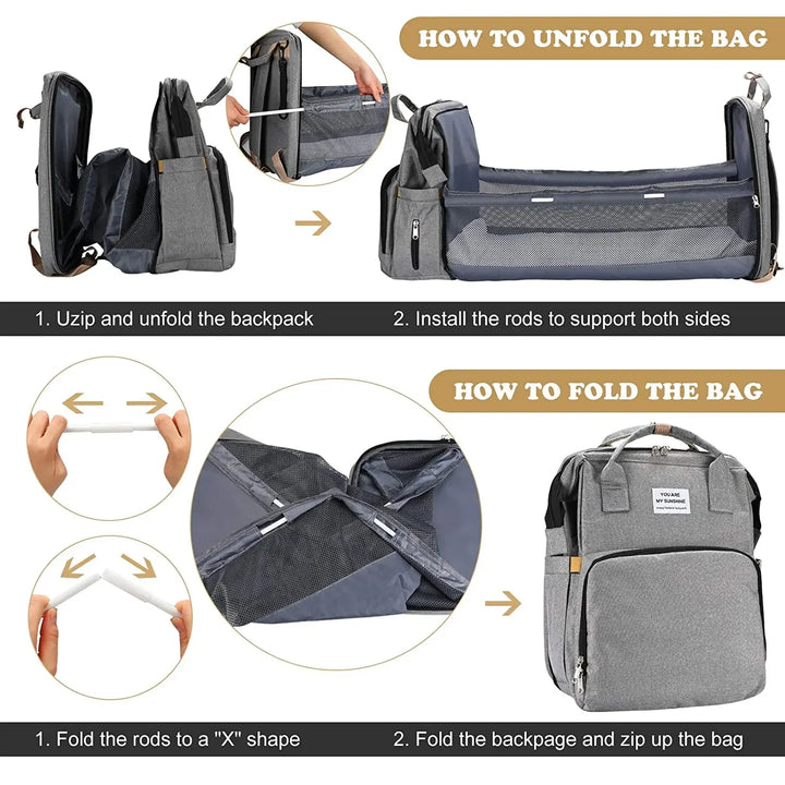 Portable Folding Crib Diaper Bag