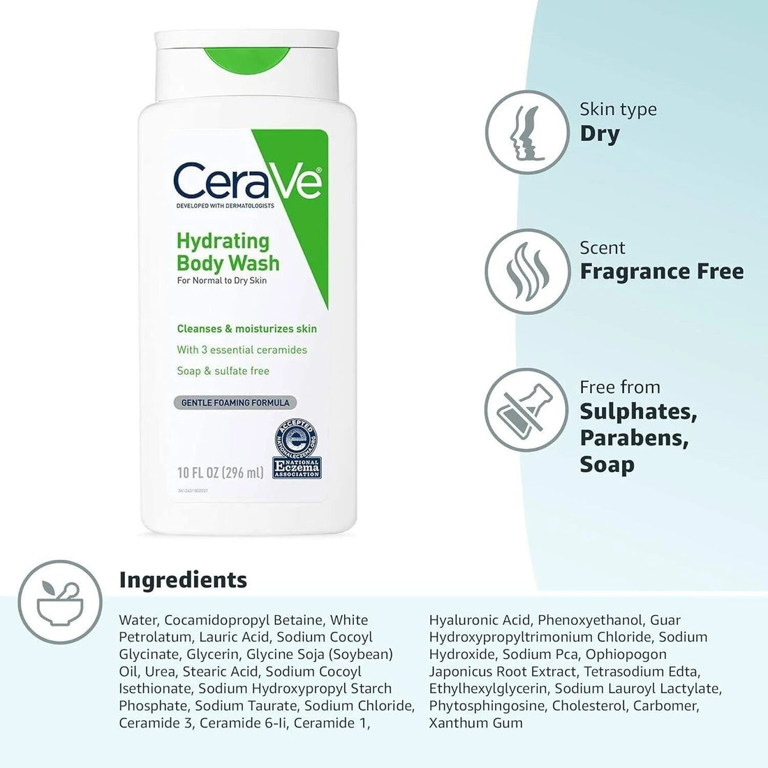 CeraVe Hydrating Body Wash (296ml)